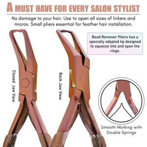 Professional hair <b>extensions</b> tools <b>Micro</b> Ring Bead Remover Pliers rose gold kit Human Hair <b>Extensions</b> Polished Custom Label - Product Image 2
