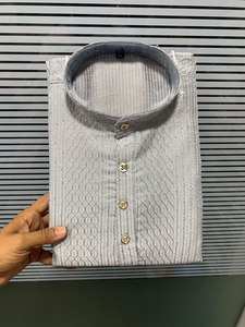 เสื้อคุर्ตาผู้ชายลายเรขาคณิตปักลายผ้าไหม/ผ้าฝ้าย ระบายอากาศได้ดี ไม่ยับ จากผู้ส่งออกขายส่ง Fabzone - Product Image 5