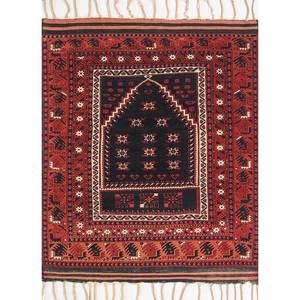 Tapis géométriques 3D faits à la main en viscose Aalam, rouge et orange, tissage plat pour salon, tapis de prière rectangulaire - Paem-955 - Product Image 1