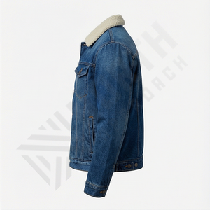 Veste en jean personnalisée, délavage acide, plusieurs poches, boutons, broderie, veste en velours côtelé, col montant, veste en jean pour homme - Product Image 3