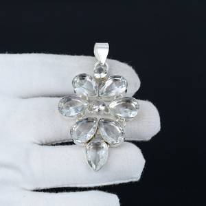 Piedra de topacio blanco, colgante llamativo de Plata de Ley 925 con Topacio blanco, joyería fina, colgantes y dijes de piedras preciosas - Product Image 2