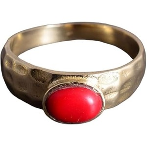 แหวนสตรีปะการังธรรมชาติอัญมณีหมั้นหมายวันเกิดเครื่องประดับคริสต์มาสทำด้วยมือน้อยที่สุดแหวนเงินสเตอร์ลิง925 - Product Image 1