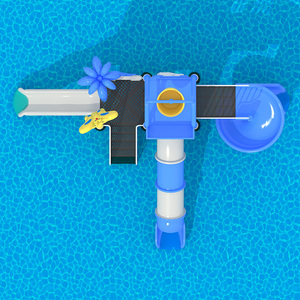 Starsky màu xanh trong nhà Aqua công viên hồ bơi nước chơi cấu trúc gia đình nhỏ thiết kế với sợi thủy tinh và ống nhựa trượt - Product Image 4