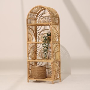 Arched Rattan <b>Shelf</b> Handmade Wicker Display Rack Natural Rattan Storage Furniture Boho Organizer for Home Living Room Nursery - Product Image 2