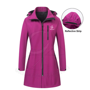 แจ็กเก็ตเสื้อโค้ทยาวมีฮู้ดของผู้หญิง Grace Collection 100% ผ้าโพลีเอสเตอร์หนังแกะตกแต่งจดหมาย - Product Image 1