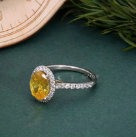 Bague de mariage unisexe en or jaune massif 18 carats avec diamant jaune ovale de 2,00 carats certifié GIA, style ethnique, fabriquée en Inde