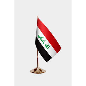 Drapeau du monde personnalisé pour l'affichage, drapeau de bureau numérique imprimé de l'Irak avec mât en aluminium, bannières en polyester et en plastique - Product Image 2