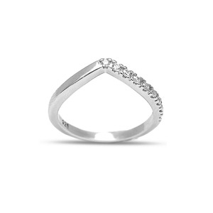Clear Zircon Stone <b>V</b> Design Cluster Ring Turkish Wholesale Handmade 925 Sterling Silver Jewelry - Product Image 1