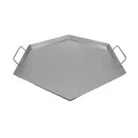 Customized Design New Stylish Hexagonal Shaped Eco-Friendly Metal Plate Handle Silver Powder Coated Finishing Food Serving Plate - Product Image 1