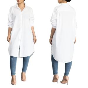 Women's Plus Size Long Office Lady Casual <b>White</b> Blouse Fashionable <b>Chiffon</b> Tops and Blouses Available in Black - Product Image 3