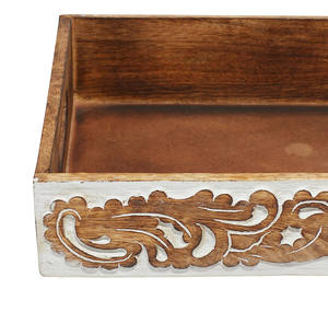 Plateau de service rectangulaire en bois fabriqué à la main du fournisseur de confiance sculpté écologique avec des poignées confortables à faible quantité minimale de commande - Product Image 4