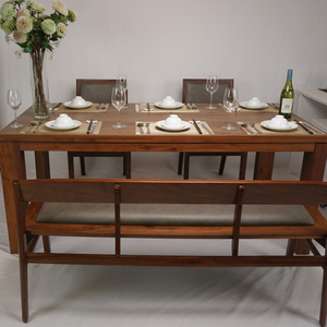 Juego de comedor de grano natural, estética minimalista, nogal oscuro, hecho en Vietnam, diseño sofisticado, elegancia atemporal | SWT505P6 - Product Image 3