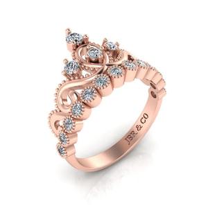 Meilleure offre bague de fiançailles Tiana couronne princesse en argent 925 plaqué or rose et diamant rond pour femme bague de fiançailles fine - Product Image 2