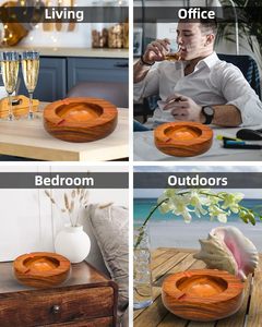 Cendriers décoratifs pour tabac, intérieur et extérieur, pour la maison et le bureau, cendrier en bois fait à la main pour cigarettes et cigares - Product Image 5