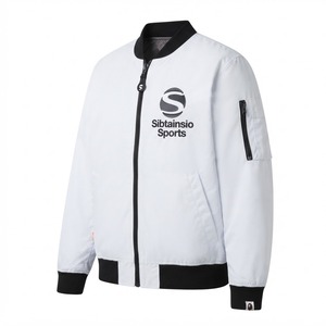 Chaqueta Bomber Blanca Personalizada con Ribete Negro, Chaqueta Universitaria Vintage de Dos Colores, Chaqueta de Béisbol de Alta Calidad para Otoño e Invierno - Product Image 4