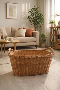 <b>Wicker</b> <b>laundry</b> <b>basket</b> with handles natural Handmade Storage <b>Baskets</b> Natural Rattan Modern Multifunction Made in Viet Nam - Product Image 1