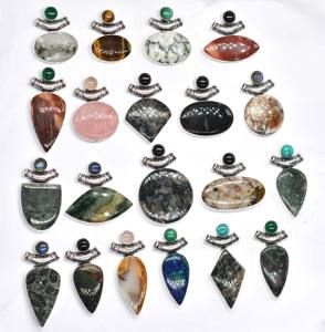 Collar de latón Vintage Chapado en plata antigua para mujer, colgantes de cristal grandes, vendedor superior, joyería al por mayor para cristianos - Product Image 1