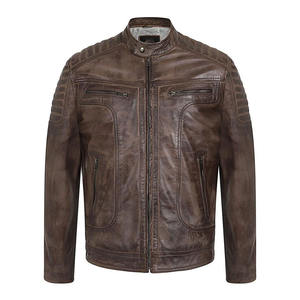 Chaqueta de Cuero de Piel de Oveja Original para Hombre de la Mejor Calidad, Diseño Vintage, Chaqueta de Cuero Genuino Estilo Motero OEM - Product Image 1