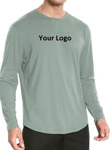 Camiseta de bambú ultrasuave para hombre a la moda, camiseta ligera de manga larga refrescante con dobladillo curvo disponible en fábrica - Product Image 3