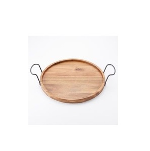 Decorative Wooden Serving <b>Tray</b> With Functional Metal Handles Designed For Festive <b>Table</b> Decor And Food Display - Product Image 4