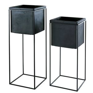 Best modern <b>gold</b> metal <b>planter</b> with stand for home office or balcony decor to enhance greenery and contemporary style - Product Image 4