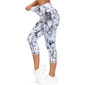 Pantalones de Yoga de cintura alta XL para mujer, mallas deportivas elásticas de secado rápido, logotipo personalizado, entrenamientos de talla grande, estampado de Material Spandex - Product Image 2