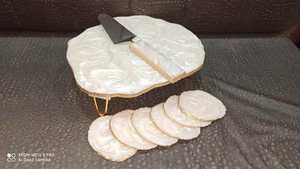 Wholesale Resin Metal Cake Platter & Stand <b>Blue</b> Modern Eco-Friendly 6-Piece Set for Wedding & Birthday Parties - Product Image 2