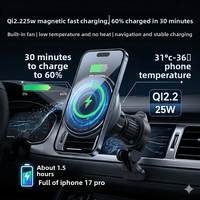 Produit Tendance 2025 – Chargeur de Voiture Magnétique Sans Fil à Charge Rapide 25W avec Ventilateur de Refroidissement Intégré et Support Téléphone pour iPhone 17 S26