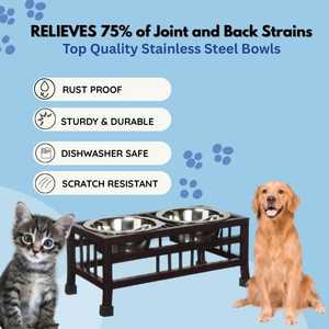 Bol de nourriture surélevé en acier inoxydable de qualité supérieure pour chats et chiens avec hauteurs réglables et support antidérapant bol surélevé pour animaux de compagnie - Product Image 2