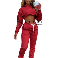 Ensembles décontractés pour femmes été, printemps, hiver, vêtements pour femmes, crop top, sweat-shirt, jogging, ensemble 2 pièces en coton éponge, tenues pour femmes