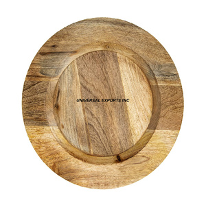Placa de cargador con acabado Natural de madera, forma redonda, boda, decorativa, debajo de la placa, superventas, nueva placa de cargador de madera - Product Image 1