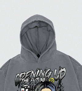 Sweat à capuche avec impression DTG personnalisée de haute qualité pour hommes, sweat à capuche vintage délavé avec cordon de serrage, sweat à capuche avec épaule tombante pour hommes, vente en gros - Product Image 3