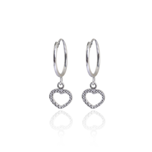 Magnifiques boucles d'oreilles en forme de cœur en argent avec zircone cubique pour femmes et filles, à porter lors de mariages, de fêtes, de cérémonies Hldi Mehnedi - Product Image 2