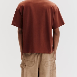 เสื้อยืดสีพื้นหนาผ้าฝ้าย100% ฤดูร้อนคอกลมสำหรับผู้ชายคลาสสิกคุณภาพสูงแนวลำลอง - Product Image 4