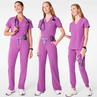 Ensemble de blouses médicales personnalisées multicolores à manches courtes et col en V pour hôpital, infirmières, médecins, salons de beauté et spas, extensibles en spandex, taille XL