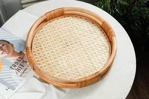 Hot Trend Vintage Handmade Rattan <b>Round</b> <b>Serving</b> <b>Tray</b> - Product Image 6