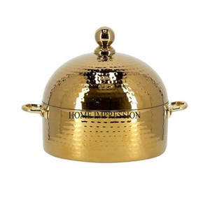 Cacerola de metal brillante pulido de alta calidad con textura martillada chapada en oro de alta calidad, suministros para hoteles y restaurantes de La India - Product Image 6