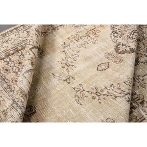 Turkish 6.2x9.3 ft Rug, Vintage Rug, <b>Brown</b> Abstract <b>Wool</b> Rug - Product Image 5