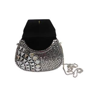 Velvet <b>Cloth</b> Design With Ambrodry Bag for Woman Versatile Design Velvet <b>Cloth</b> Bag With Gray & Multi Color Pearl Stone Ambroidry - Product Image 4