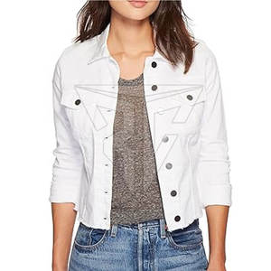 Premium Quality Women's Stylish Light <b>Weight</b> <b>Stand</b> Collar Jeans Jacket Breathable Customizable Denim Knitted Pocket Winter - Product Image 1