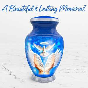 Urna azul para adultos con alas-Alas de Ángel de cremación de pájaros con bolsa-Urnas azules para adultos-Honra a su ser querido con grande - Product Image 4