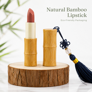 Lápiz Labial de Bambú <span class=keywords><strong>Natural</strong></span> de Marca Privada, Logotipo Personalizado, Empaque Ecológico, Lápiz Labial Mate Vegano Orgánico con Borla, OEM - Product Image 1