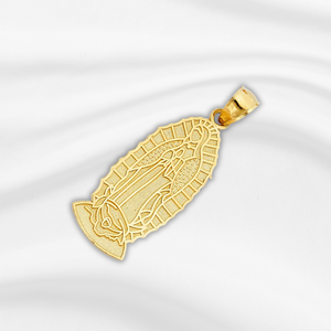 จี้พระแม่กัวดาลูปทรงวงกลม ดีไซน์ล่าสุด ชุบทองคำ 14k สีเหลือง ประดับเพชร สำหรับเด็ก - Product Image 5