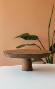 ถาดไม้อาซาเซียแบบเท้าสูงทำจากไม้อะคาเซียแท่นวางเค้กและผลไม้ทนทานสูง - Product Image 4