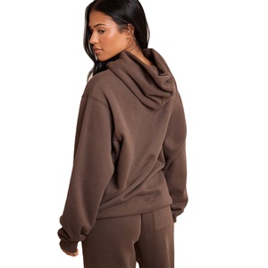 À la mode femmes sweat à capuche surdimensionné épais polaire pull sweat décontracté automne hiver porter Logo personnalisé haut pour femme - Product Image 4