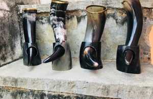 แก้วมักทรงแตรสำหรับดื่มแบบไวกิ้งฮอร์นขัดเงาแก้วเบียร์ไวกิ้งทำจากอินเดีย - Product Image 6