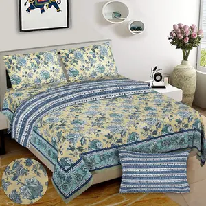custom made 100% cotton bedsheets in various sizes in floral print on white base fabric with beautiful design,