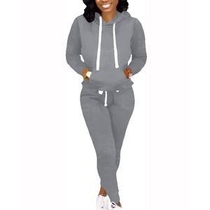 Survêtement d'entraînement deux pièces de haute qualité pour femmes ensemble de pantalons de survêtement motif solide techniques lavées prix de gros pour l'hiver - Product Image 6