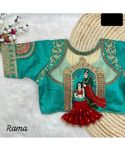 Les femmes à la mode portent des saris en soie indienne du sud vêtements de fête mariage indien dernier créateur Banarasi chemisier en soie de coton pour saree - Product Image 1