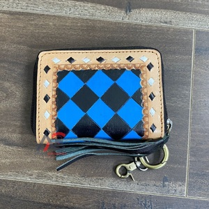 กระเป๋าสตางค์หนังแท้ลายตารางหมากรุก ปี 2025 ผลิตจากโรงงาน ขายส่ง พร้อมซิปและพวงกุญแจ สำหรับผู้หญิง หนังพรีเมียมใหม่ - Product Image 1